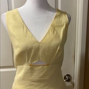 THEORY DRESS Pale Yellow Linen summer dress